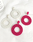Fashion Red Rice Beads Felt Round Earrings