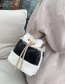 Fashion Black Plush Stitched Contrast Drawstring Shoulder Bag