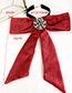 Fashion Red Wine Gold Velvet Diamond Round Multipurpose Brooch Bow Tie