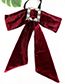 Fashion Red Wine Gold Velvet Diamond Square Multipurpose Brooch Bow Tie