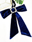 Fashion Royal Blue Gold Velvet Diamond Square Multipurpose Brooch Bow Tie