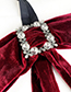 Fashion Red Wine Gold Velvet Diamond Square Multipurpose Brooch Bow Tie