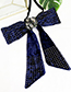 Fashion Royal Blue Gold Velvet Diamond Brooch Bow Tie