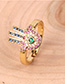 Fashion Color Adjustable Open Ring With Diamond Palm