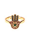 Fashion Color Adjustable Open Ring With Diamond Palm