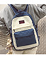 Fashion Blue Stitched Contrast-print Alphabet Backpack