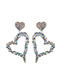 Fashion Silver C-shaped Stud Earrings With Diamonds
