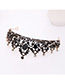 Fashion Black Geometric Crown With Diamonds And Water Drops