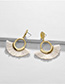 Fashion White Alloy Geometric Spike Scallop Stud Earrings