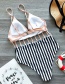 Fashion 藕 Pink + Striped Print Striped Strapless Open-back Cutout Swimsuit