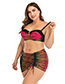 Fashion Red Underwire Panel Pleated Tether Split Skirt Swimsuit
