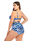 Fashion Blue Underwire Bandeau Mesh Cutout Plus Size Split Swimsuit