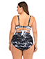 Fashion Black And White Printed Stitching Contrast Cross-cut High-waist Split Swimsuit
