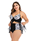 Fashion Black And White Underwire Kids Print Fringed Plus Size One-piece Swimsuit