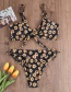 Fashion Black Buttoned Chest Split Sunflower Split Swimsuit
