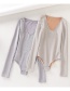 Fashion Gray Bright Silk V-neck Jumpsuit