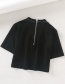 Fashion Black Half-high Collar Reflective High Waist T-shirt
