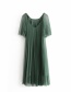 Fashion Green Tulle Pleated V-neck Dress