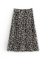 Fashion Black Little Daisy Print High Waist A-line Skirt