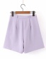 Fashion Lavender High Waist Button Shorts