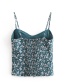 Fashion Blue Floral Print Stretch-corset Camisole