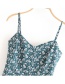 Fashion Blue Floral Print Stretch-corset Camisole