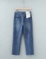 Fashion Blue Raw Straight Washed Cropped Jeans