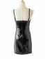 Fashion Black Lacquered Pu Leather Strapless Back Dress