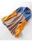 Fashion Blue + Khaki + Orange Anti-needle Colorblock Turtleneck Sweater