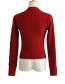 Fashion Wine Red V-neck Twist Knit Sweater