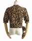 Fashion Leopard Print Printed Lace-up Around V-neck Shirt
