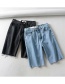 Fashion Dark Grey Washed Raw Denim Pants