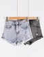 Fashion Gray Washed Raw Denim Shorts