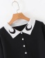 Fashion Black Crescent Jacquard Cropped Sweater Knit Cardigan