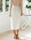 Fashion White Knit Split Breasted Skirt