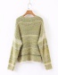 Fashion Yellow-green Mohair Colorblock Knitted Sweater