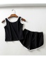 Fashion Black Contrasting Edged Vest + Shorts Set