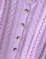 Fashion Gray Mohair Twist Single-breasted Sweater Cardigan