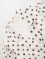Fashion White Lantern Sleeve Coffee Dot Print Lace Dress