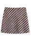 Fashion Wine Red Tweed Checked Skirt