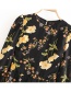Fashion Black Open-back Flower Print Hem Split Dress