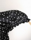 Fashion Black Polka-dot Square Neck Fungus Pleated Stretch Elastic Shirt