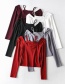 Fashion Wine Red Fake Two Knitted Suspender T-shirts