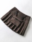 Fashion Coffee Color Cargo Pleated Skirt Skirt
