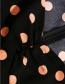 Fashion Black Still Wave Dot Print Pleated Square Collar Dress