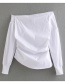 Fashion White Asymmetric Pleated Shirt