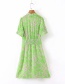 Fashion Green V-neck Print Dress