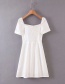 Fashion White Single-breasted Square-neck Dress