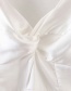 Fashion White Satin V-neck Pleated Dress