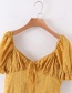 Fashion Yellow Jacquard Lace Up Fungus Dress